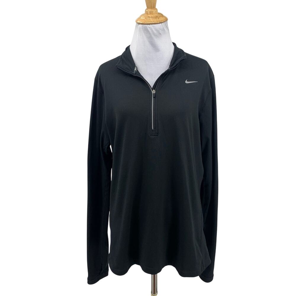 Nike Shirt Womens L Large Black Element Half Zip Dri Fit Running Moisture Wick